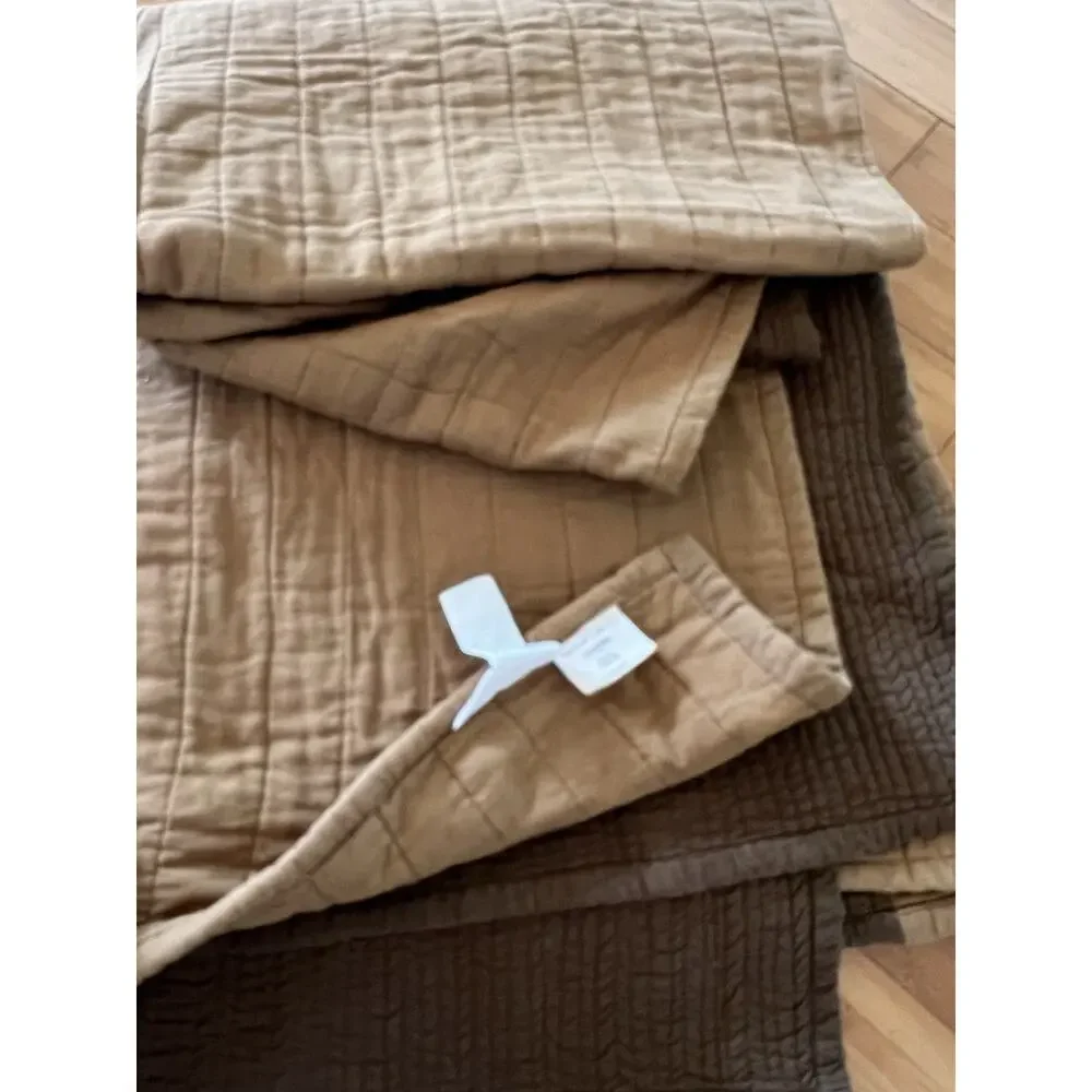 Calvin Klein Queen The Khaki Collection Quilted Heavy Weight Cotton Blanket